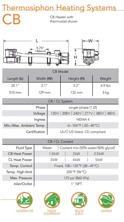 Original HOTSTART CB125110-1000 - Coolant preheater with Thermostat | 2500W-120V (Copy) (Copy) (Copy) - Image 6